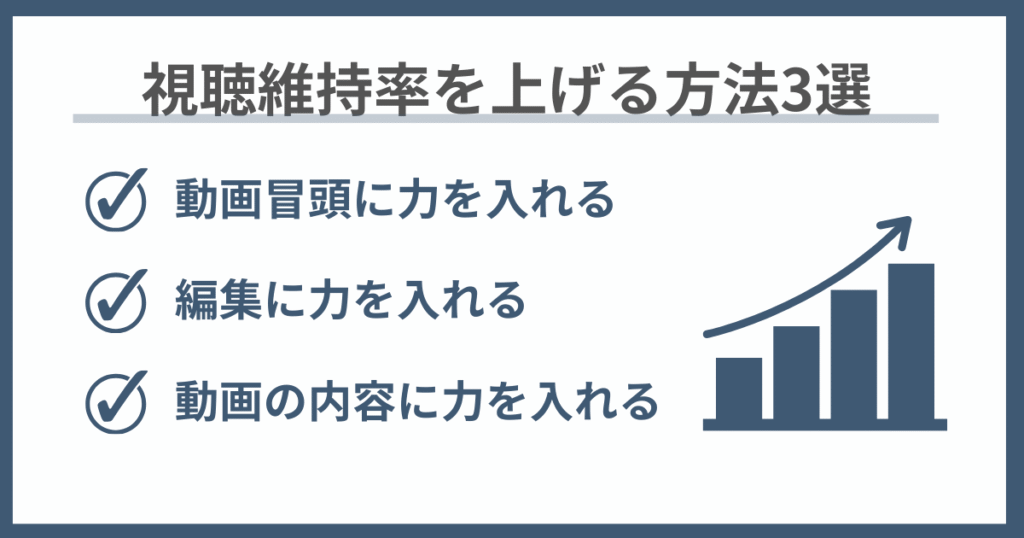 YouTubeの視聴維持率を上げる方法3選を紹介した画像
